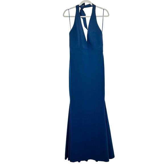 NWT Dress The Population Camden Halter Maxi Dress Navy Size M Formal Old Money‎ - Picture 3 of 12